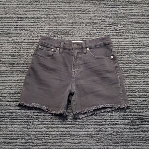 Madewell Size 25 Black Vintage Wash High Rise Frayed Denim Shorts